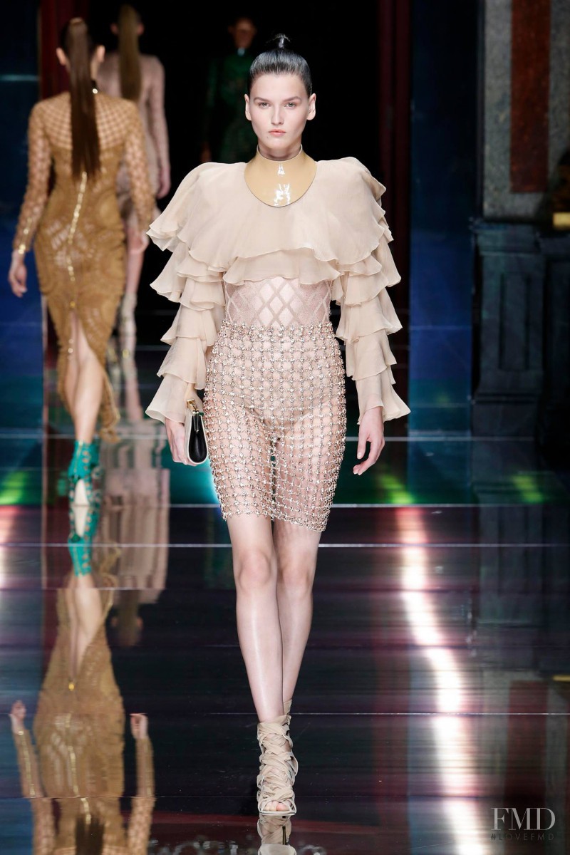 Katlin Aas featured in  the Balmain fashion show for Spring/Summer 2016