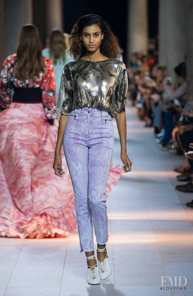 Imaan Hammam featured in  the Roberto Cavalli fashion show for Spring/Summer 2016