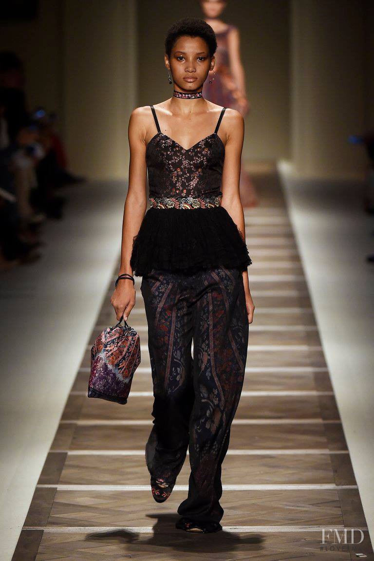 Lineisy Montero featured in  the Etro fashion show for Spring/Summer 2016