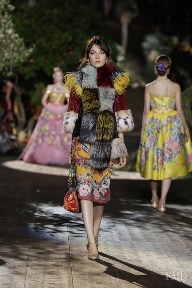 Lary Müller featured in  the Dolce & Gabbana Alta Moda fashion show for Autumn/Winter 2015