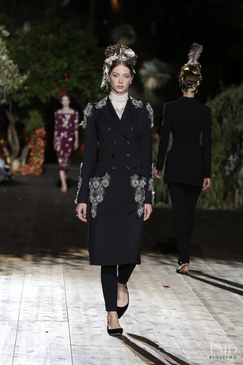 Lauren de Graaf featured in  the Dolce & Gabbana Alta Moda fashion show for Autumn/Winter 2015