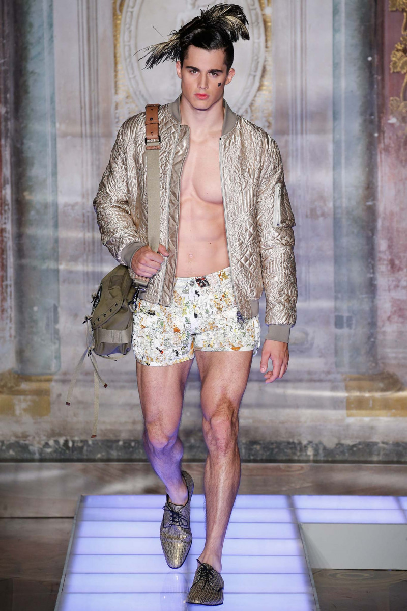 Pietro Boselli featured in  the Moschino fashion show for Spring/Summer 2016