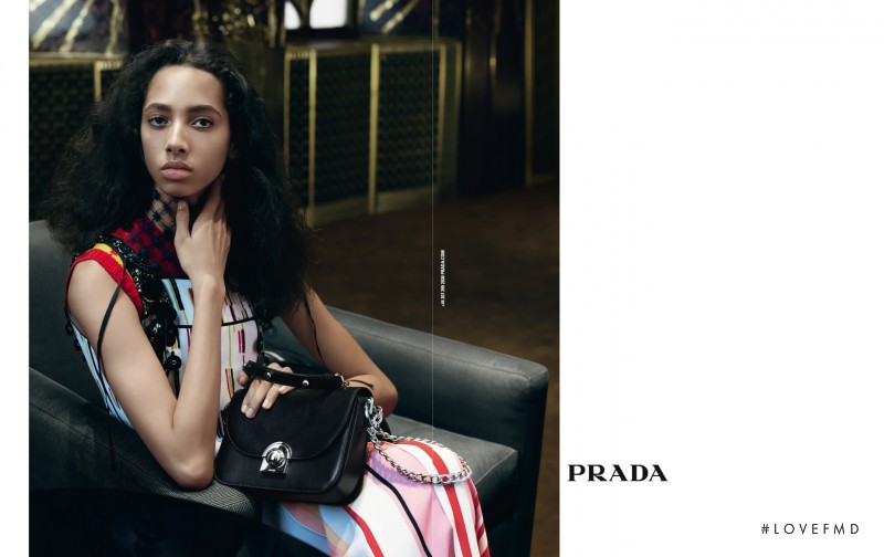 Yasmin Wijnaldum featured in  the Prada advertisement for Spring/Summer 2016