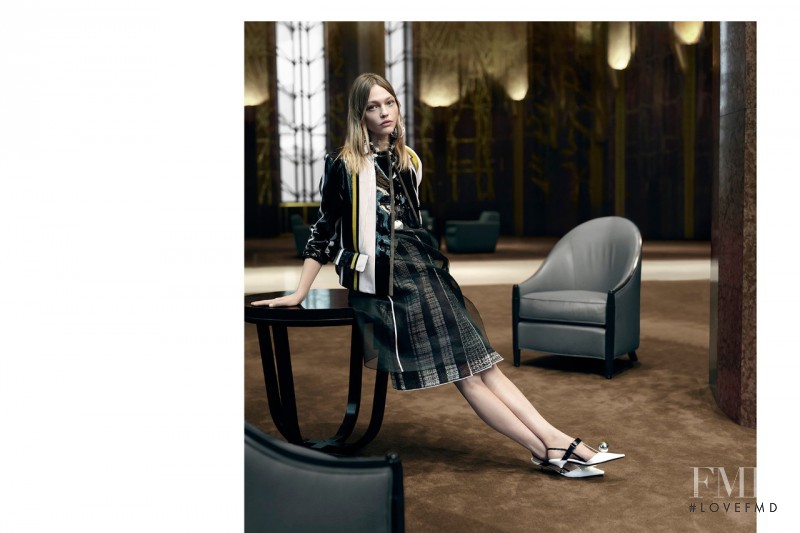 Sasha Pivovarova featured in  the Prada advertisement for Spring/Summer 2016