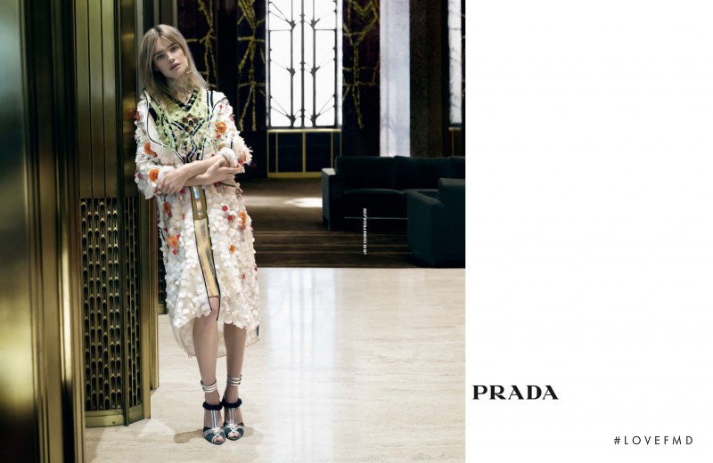 Natalia Vodianova featured in  the Prada advertisement for Spring/Summer 2016