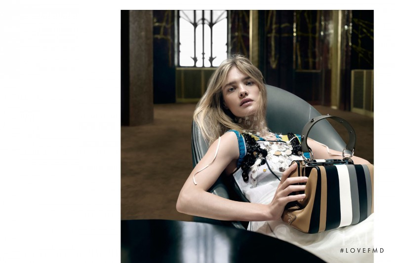 Natalia Vodianova featured in  the Prada advertisement for Spring/Summer 2016