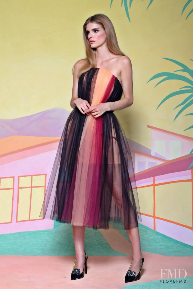 Emily Astrup featured in  the Christian Siriano fashion show for Resort 2016