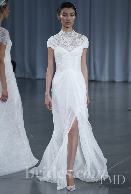 Meng Die Hou featured in  the Monique Lhuillier Bridal Bridal fashion show for Autumn/Winter 2013