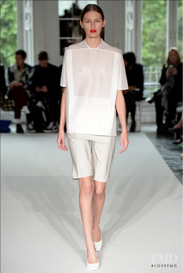 Zoe Huxford featured in  the Thomas Tait fashion show for Spring/Summer 2014