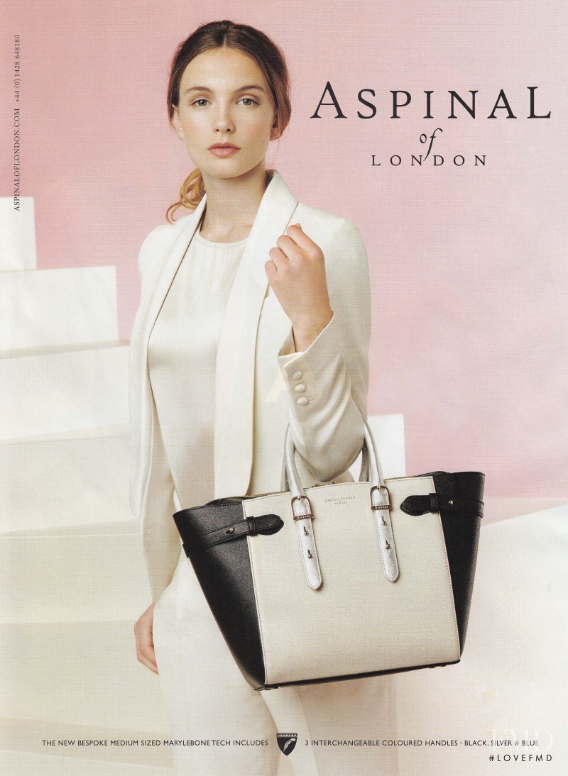 Sophie Pumfrett featured in  the Aspinal of London advertisement for Autumn/Winter 2015