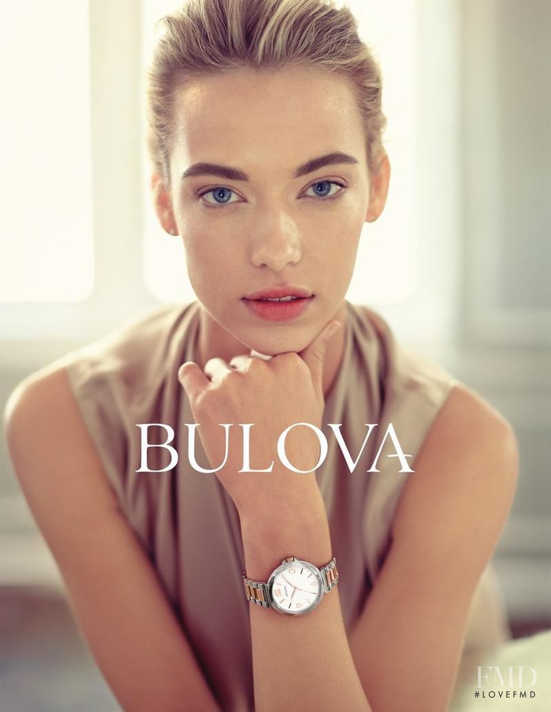 Hannah Ferguson featured in  the Bulova advertisement for Autumn/Winter 2014