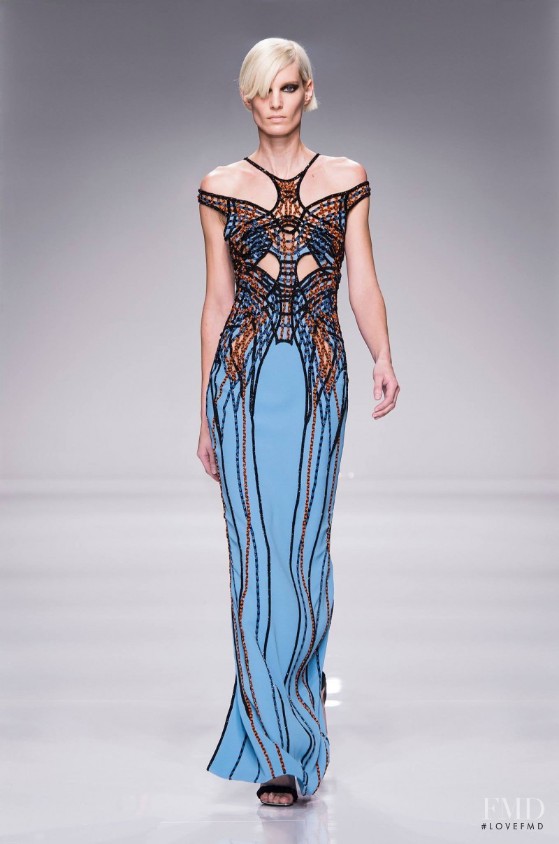 Iris Strubegger featured in  the Atelier Versace fashion show for Spring/Summer 2016
