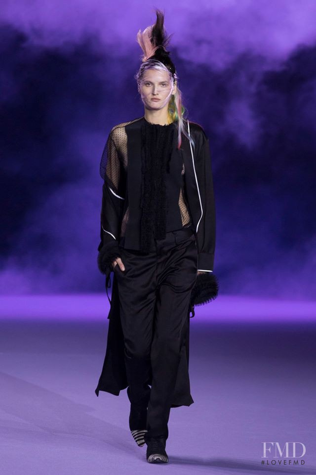 Katlin Aas featured in  the Haider Ackermann fashion show for Spring/Summer 2016