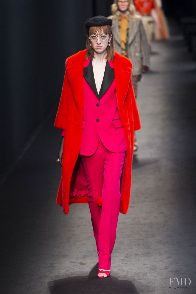 Teddy Quinlivan featured in  the Gucci fashion show for Autumn/Winter 2016