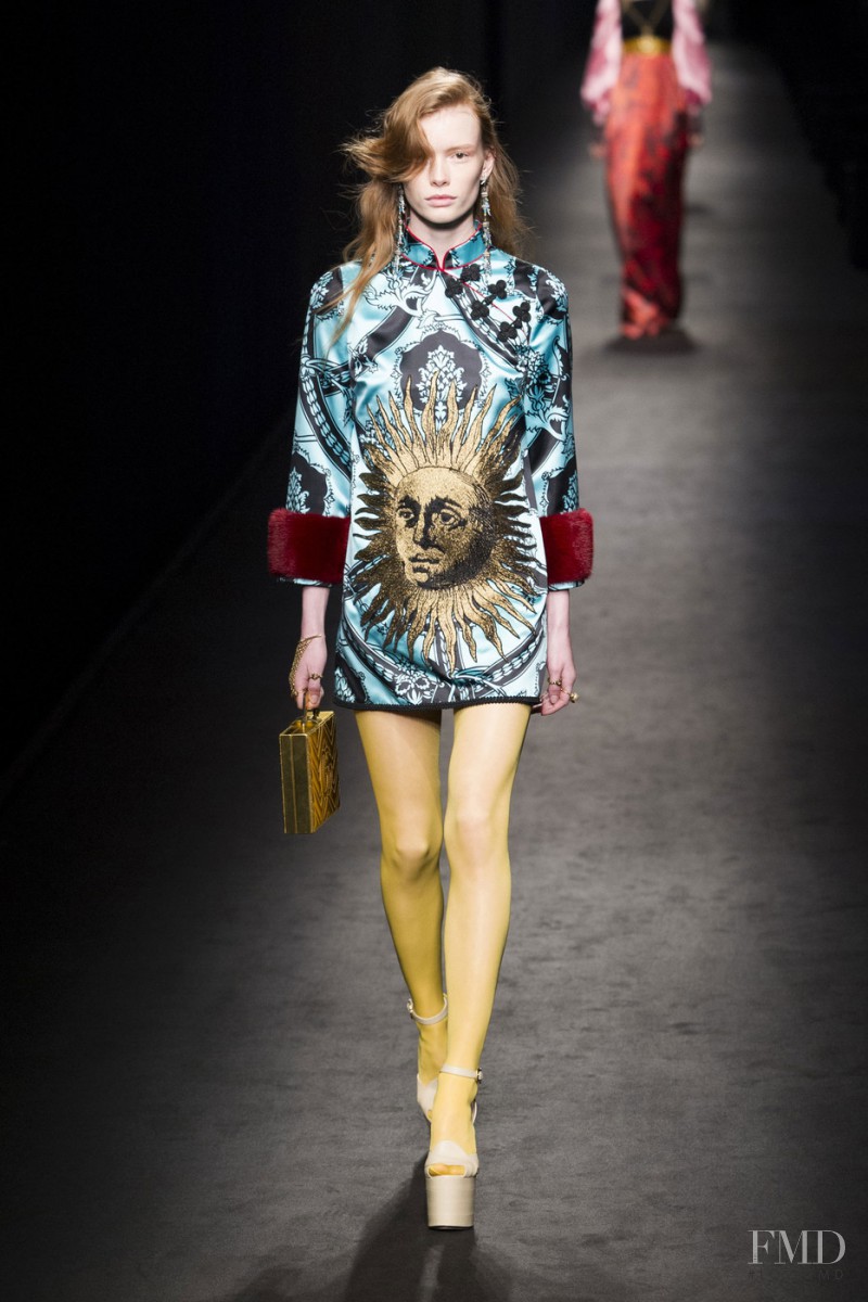 Julia Hafstrom featured in  the Gucci fashion show for Autumn/Winter 2016