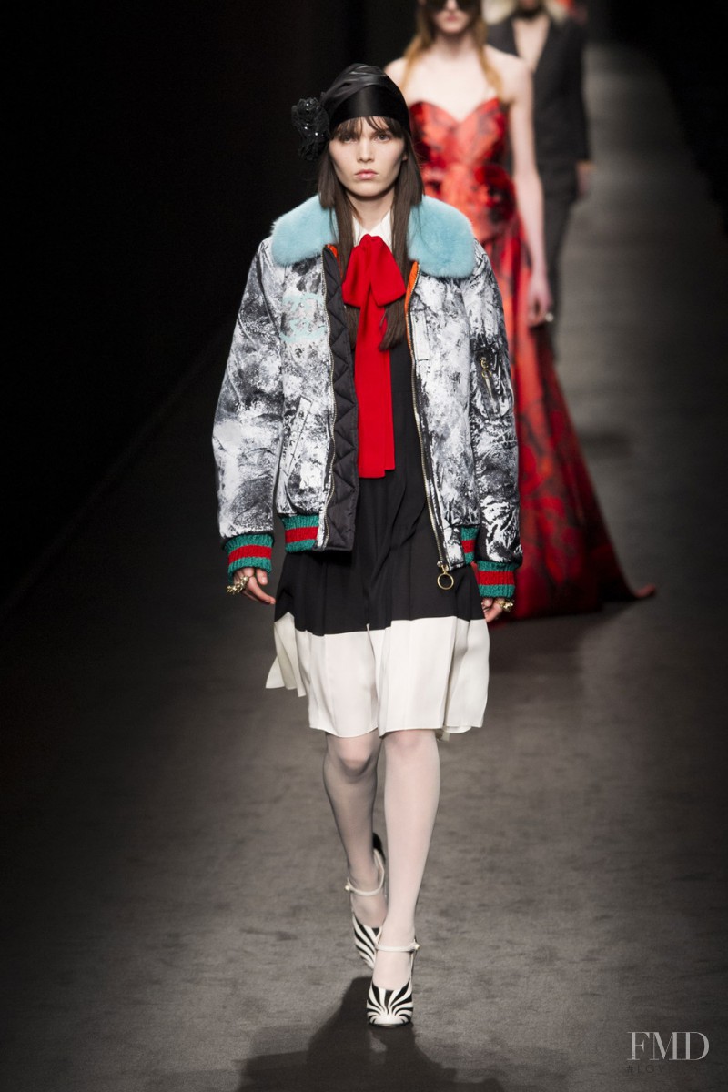 Lily Stewart featured in  the Gucci fashion show for Autumn/Winter 2016