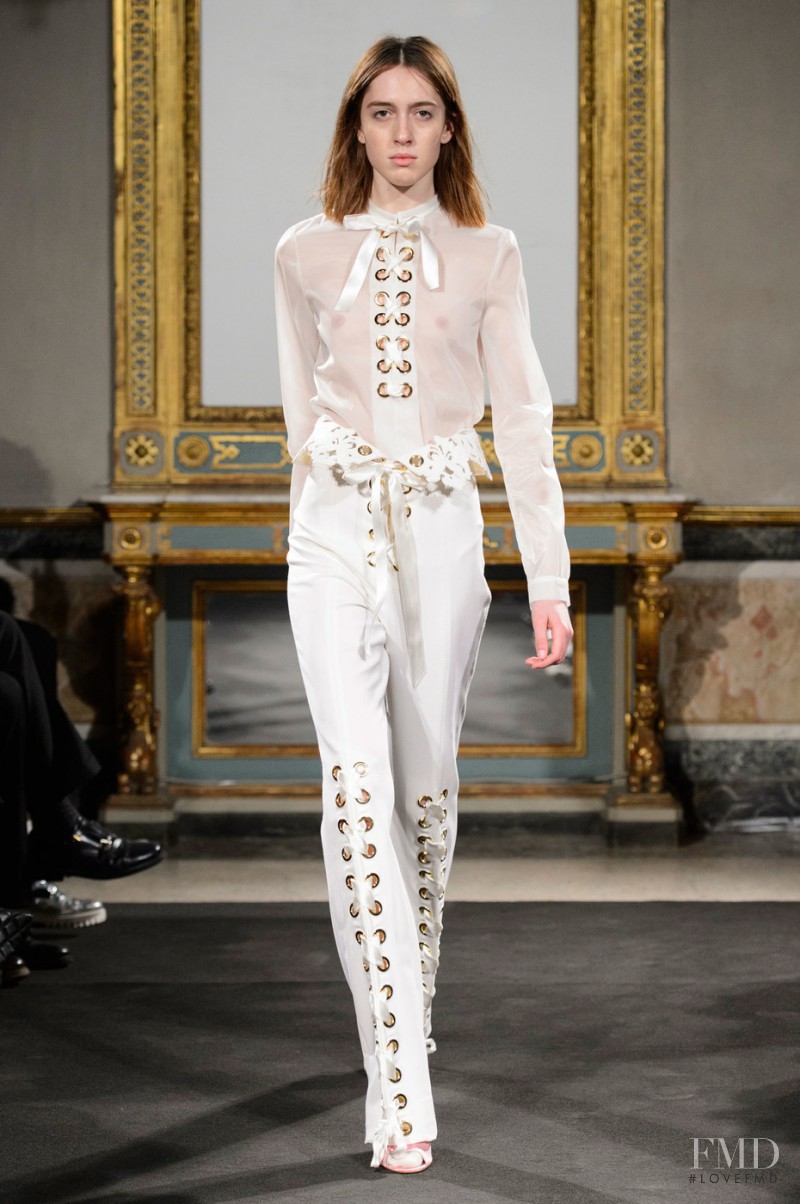 Teddy Quinlivan featured in  the Francesco Scognamiglio fashion show for Autumn/Winter 2016