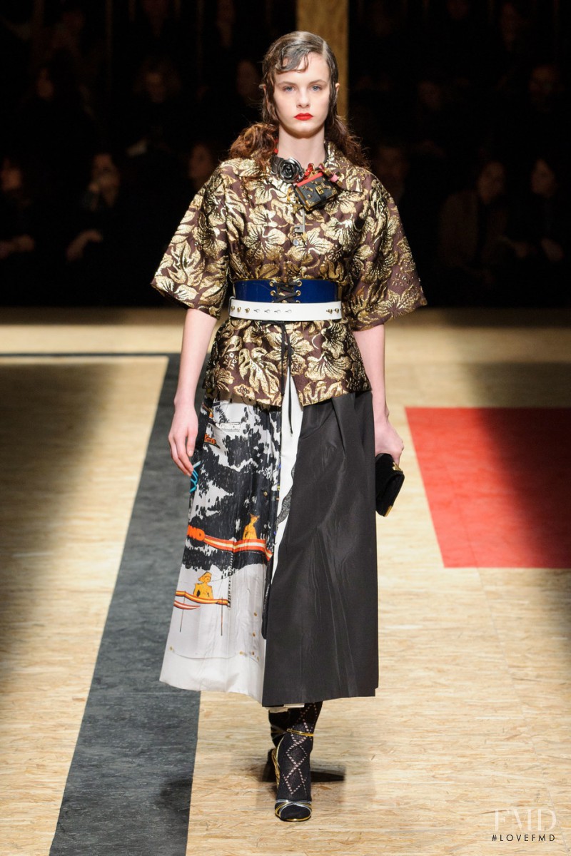 Lea Holzfuss featured in  the Prada fashion show for Autumn/Winter 2016