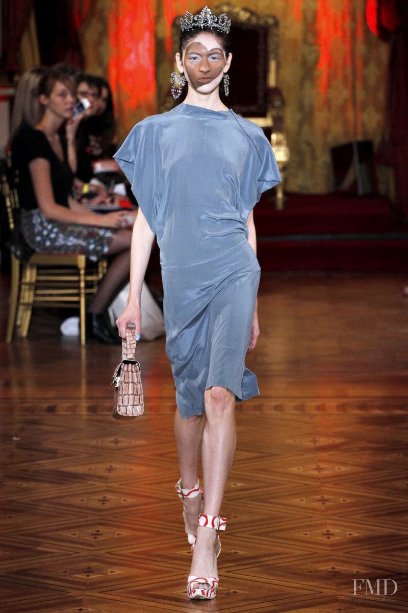 Lida Fox featured in  the Vivienne Westwood Gold Label fashion show for Spring/Summer 2013