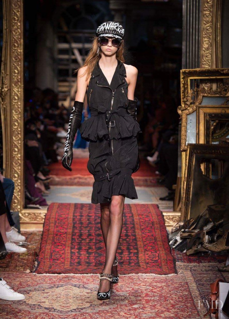 Molly Bair featured in  the Moschino fashion show for Autumn/Winter 2016