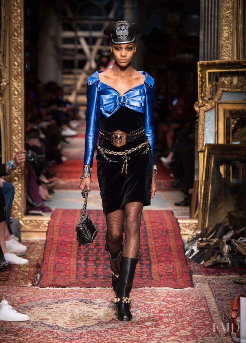 Karly Loyce featured in  the Moschino fashion show for Autumn/Winter 2016