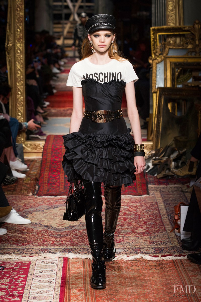 Stella Lucia featured in  the Moschino fashion show for Autumn/Winter 2016