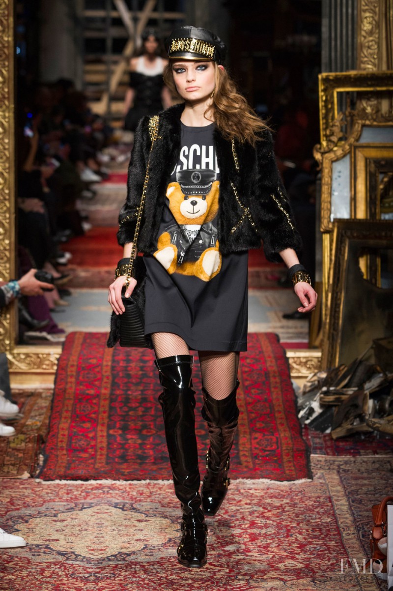 Anna Mila Guyenz featured in  the Moschino fashion show for Autumn/Winter 2016