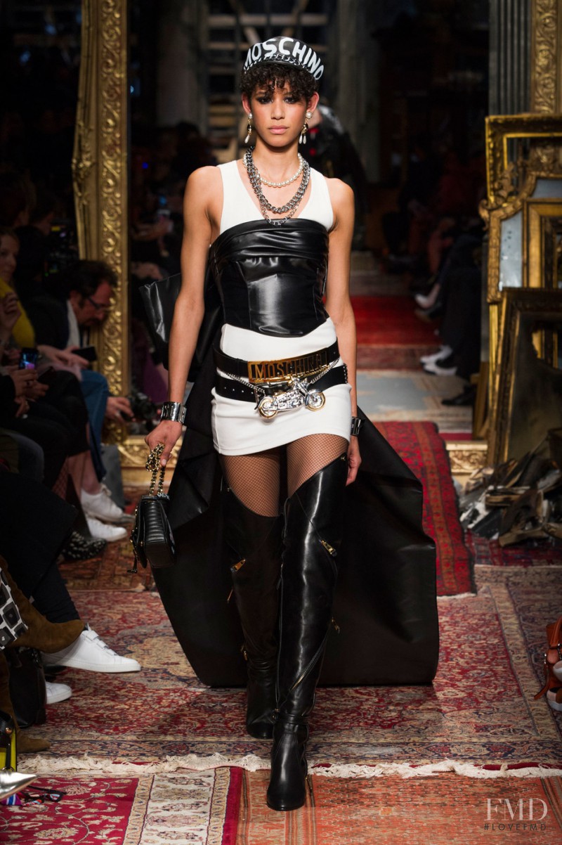 Janiece Dilone featured in  the Moschino fashion show for Autumn/Winter 2016