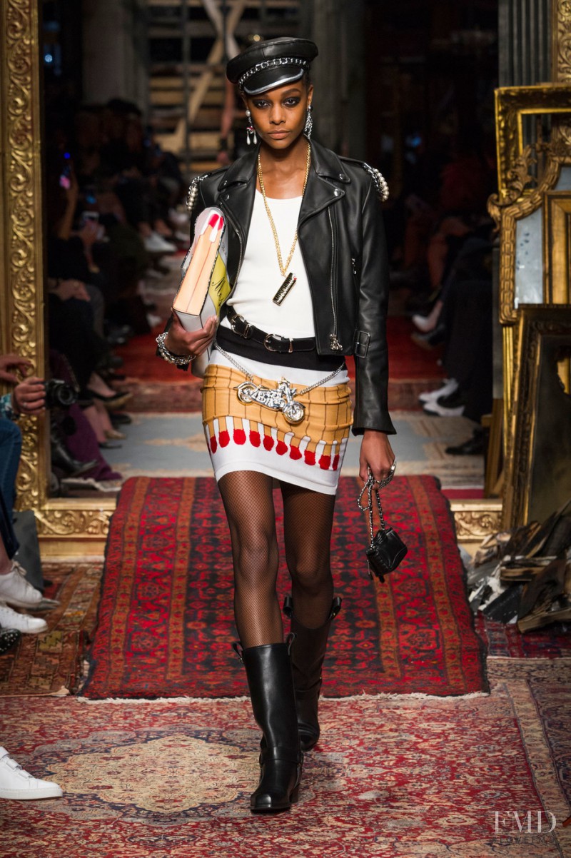 Karly Loyce featured in  the Moschino fashion show for Autumn/Winter 2016