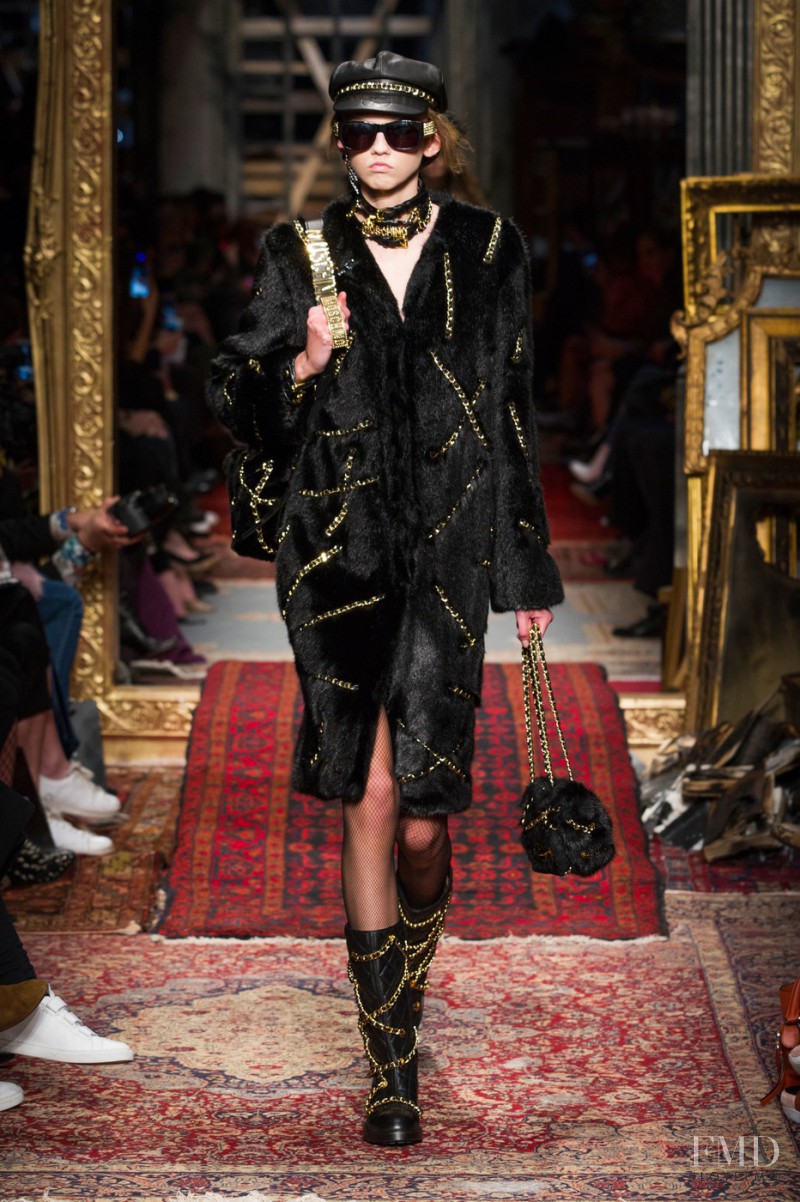 Molly Bair featured in  the Moschino fashion show for Autumn/Winter 2016