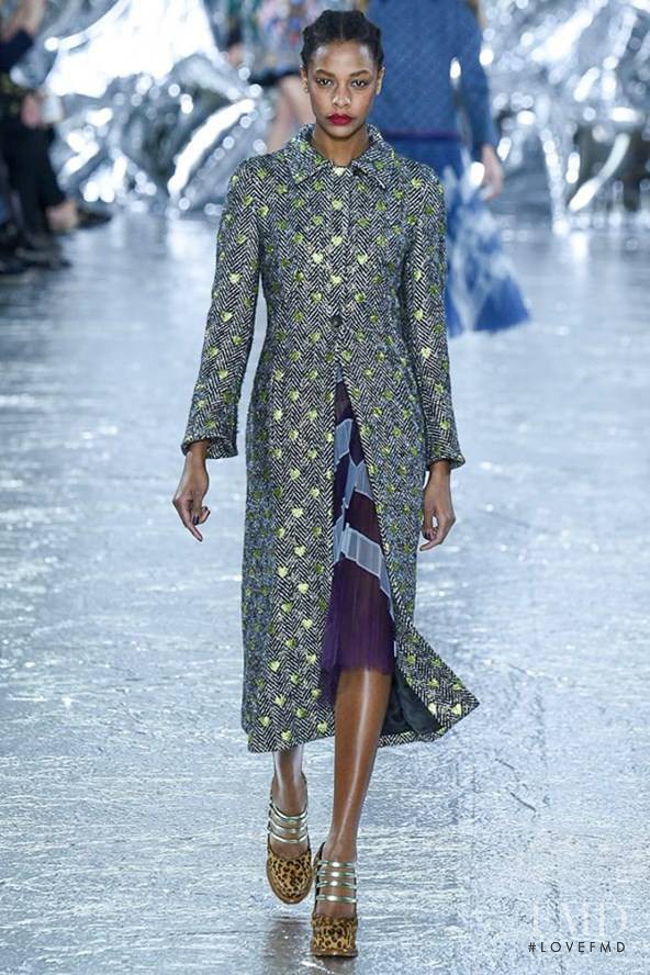 Karly Loyce featured in  the Mary Katrantzou fashion show for Autumn/Winter 2016