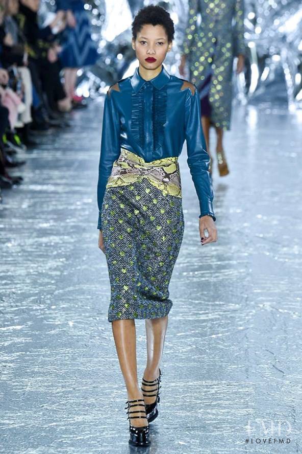 Lineisy Montero featured in  the Mary Katrantzou fashion show for Autumn/Winter 2016