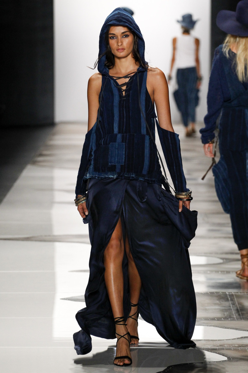 Gizele Oliveira featured in  the Greg Lauren fashion show for Spring/Summer 2016