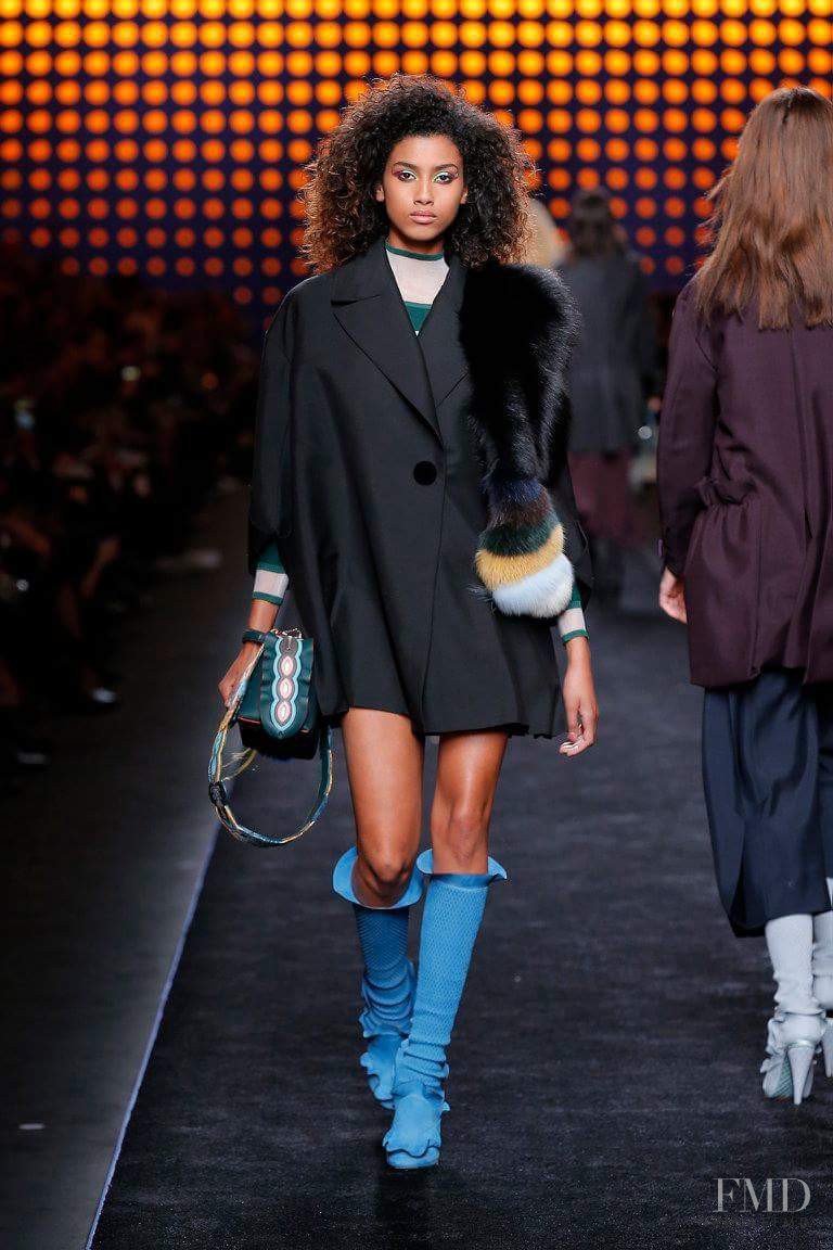 Imaan Hammam featured in  the Fendi fashion show for Autumn/Winter 2016