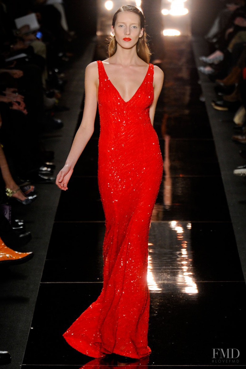 Iris Egbers featured in  the Monique Lhuillier fashion show for Autumn/Winter 2012