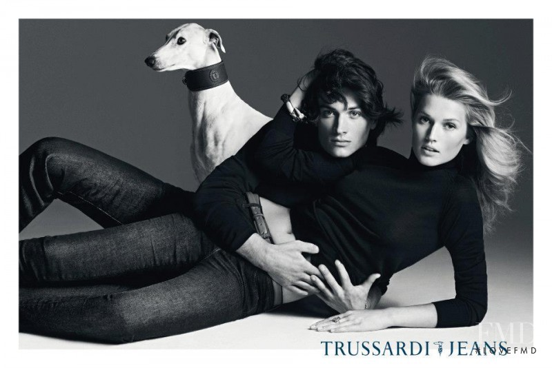 Toni Garrn featured in  the Trussardi Jeans fashion show for Autumn/Winter 2012