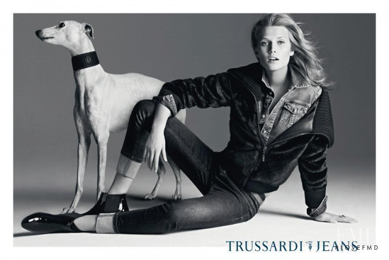 Toni Garrn featured in  the Trussardi Jeans fashion show for Autumn/Winter 2012