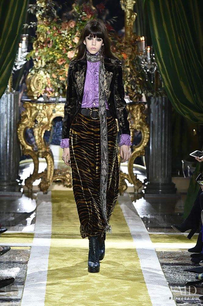 Mayka Merino featured in  the Roberto Cavalli fashion show for Autumn/Winter 2016