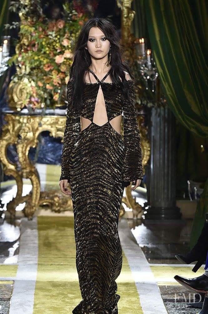 Wangy Xinyu featured in  the Roberto Cavalli fashion show for Autumn/Winter 2016