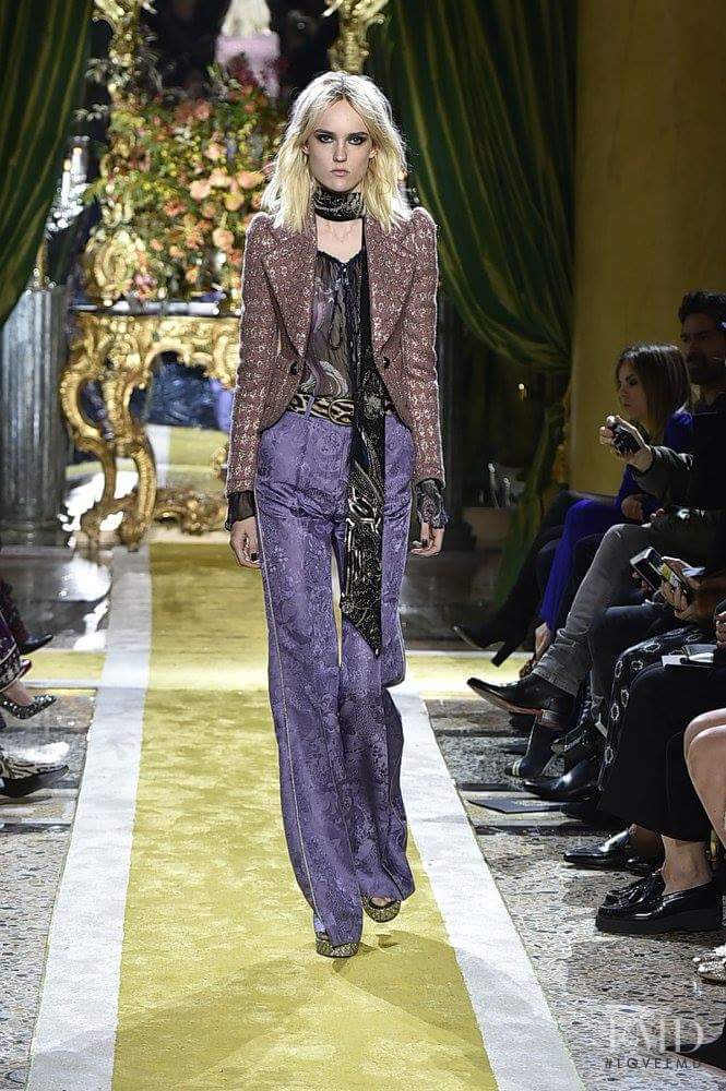 Harleth Kuusik featured in  the Roberto Cavalli fashion show for Autumn/Winter 2016