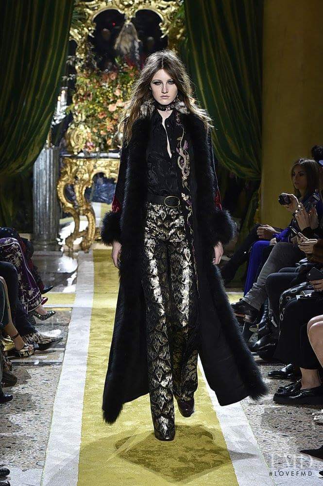 Emma Harris featured in  the Roberto Cavalli fashion show for Autumn/Winter 2016