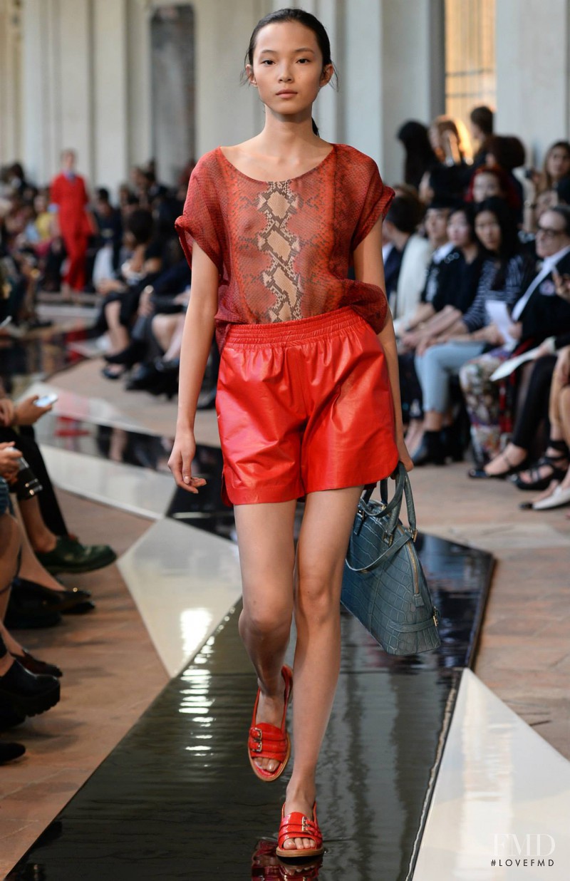 Xiao Wen Ju featured in  the Trussardi fashion show for Spring/Summer 2014