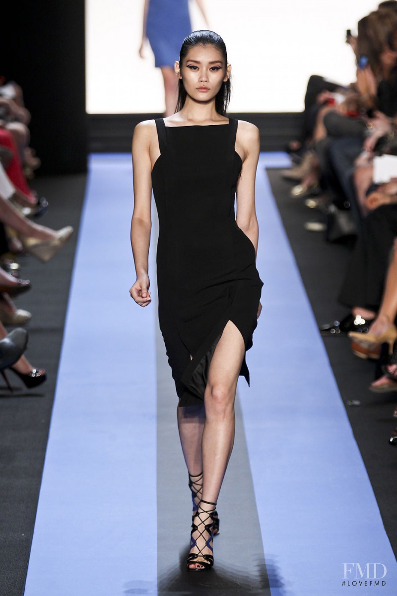 Ming Xi featured in  the Monique Lhuillier fashion show for Spring/Summer 2012