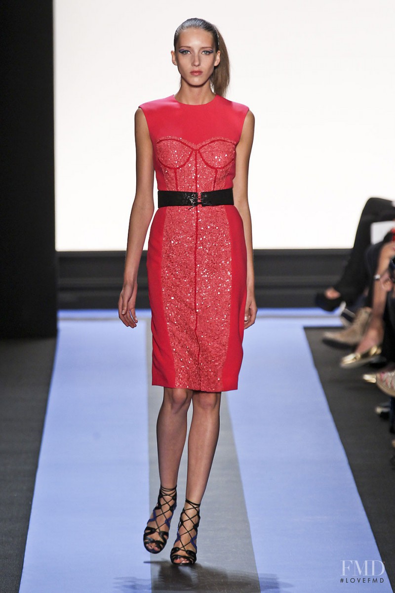 Iris Egbers featured in  the Monique Lhuillier fashion show for Spring/Summer 2012