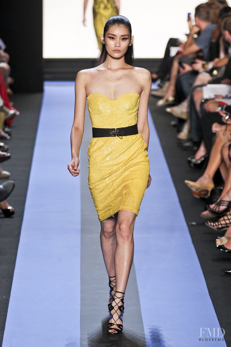 Ming Xi featured in  the Monique Lhuillier fashion show for Spring/Summer 2012