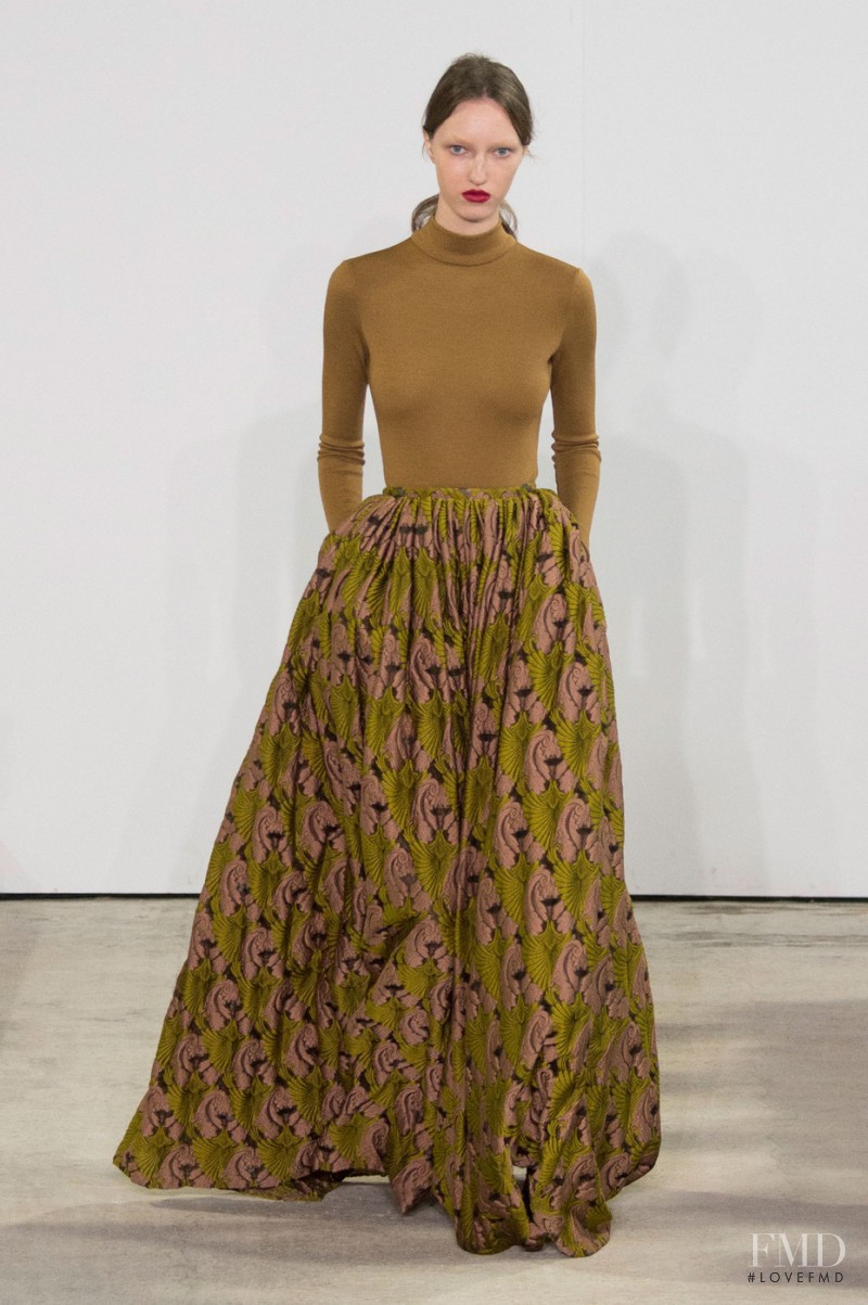 Liza Ostanina featured in  the Emilia Wickstead fashion show for Autumn/Winter 2016