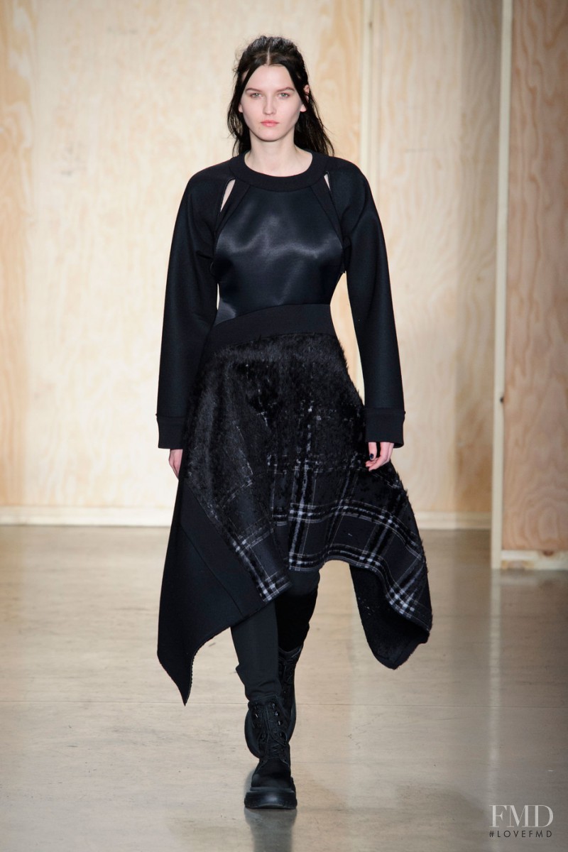 Katlin Aas featured in  the DKNY fashion show for Autumn/Winter 2016