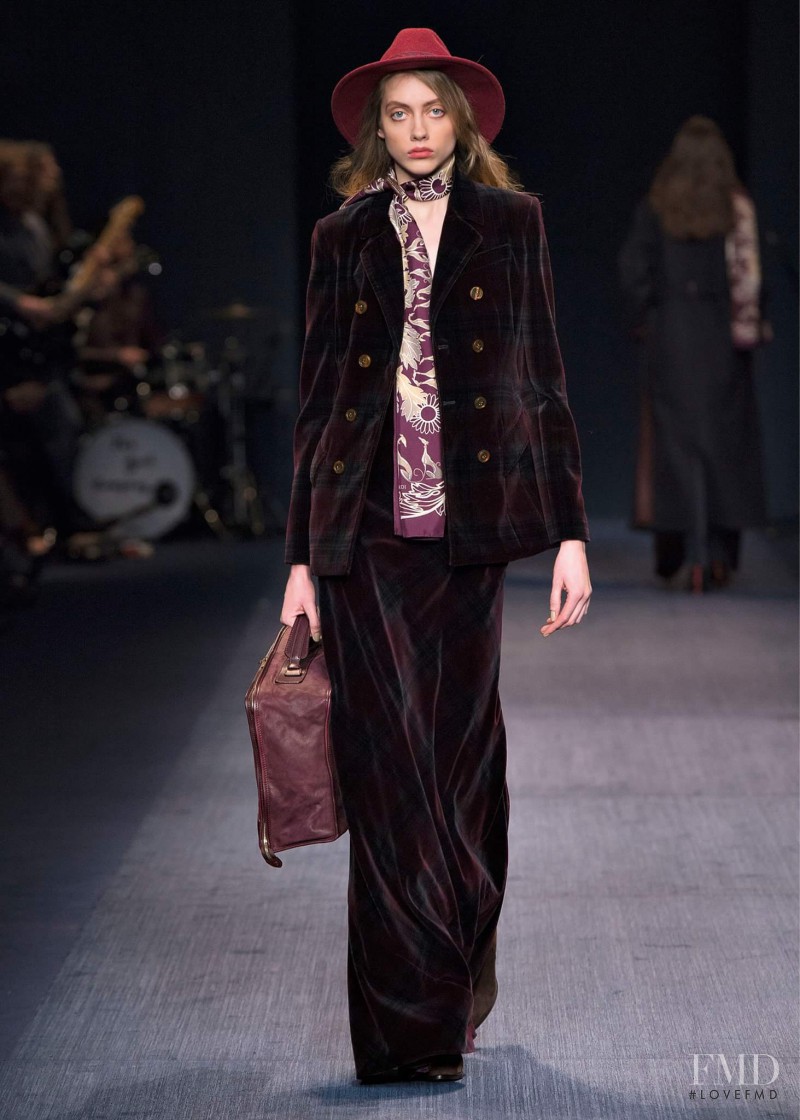 Odette Pavlova featured in  the Trussardi fashion show for Autumn/Winter 2016