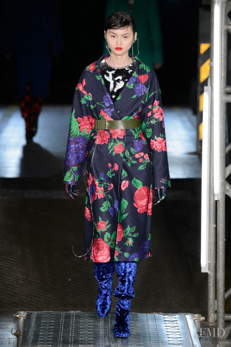 Cong He featured in  the MSGM fashion show for Autumn/Winter 2016