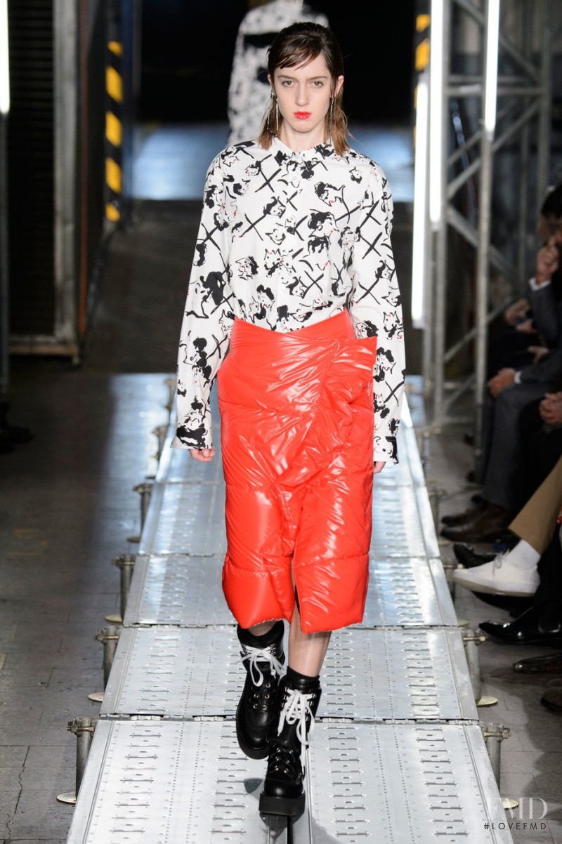 Teddy Quinlivan featured in  the MSGM fashion show for Autumn/Winter 2016
